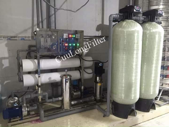 Dây chuyền lọc nước tinh khiết cấp cho sản xuất 2m3/giờ (2 màng 8040 Filmtec Dupont - USA)