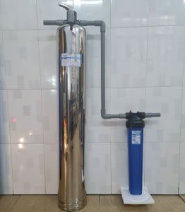 Cột lọc tổng đầu nguồn nước máy vỏ Inox (Lưu lượng 300 - 500 lít/giờ)