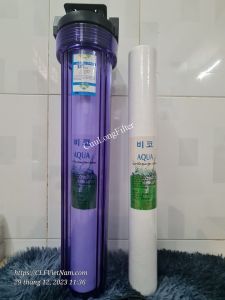 Bộ lọc nước tổng sinh hoạt 1 cấp 20 inch (Ly trong, lõi lọc PP Aqua-Korea)