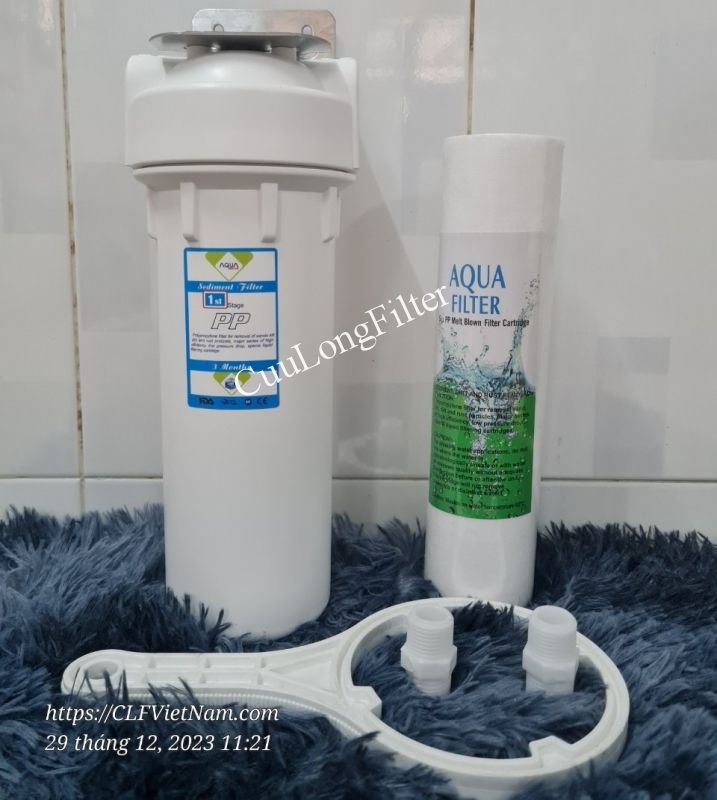Bộ lọc nước tại vòi 1 cấp 10 inch - Ly trắng đục, lõi lọc PP Aqua-Korea